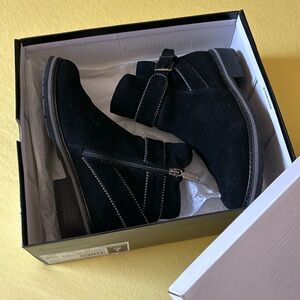 Black Suede Combat Boots-Waterproof